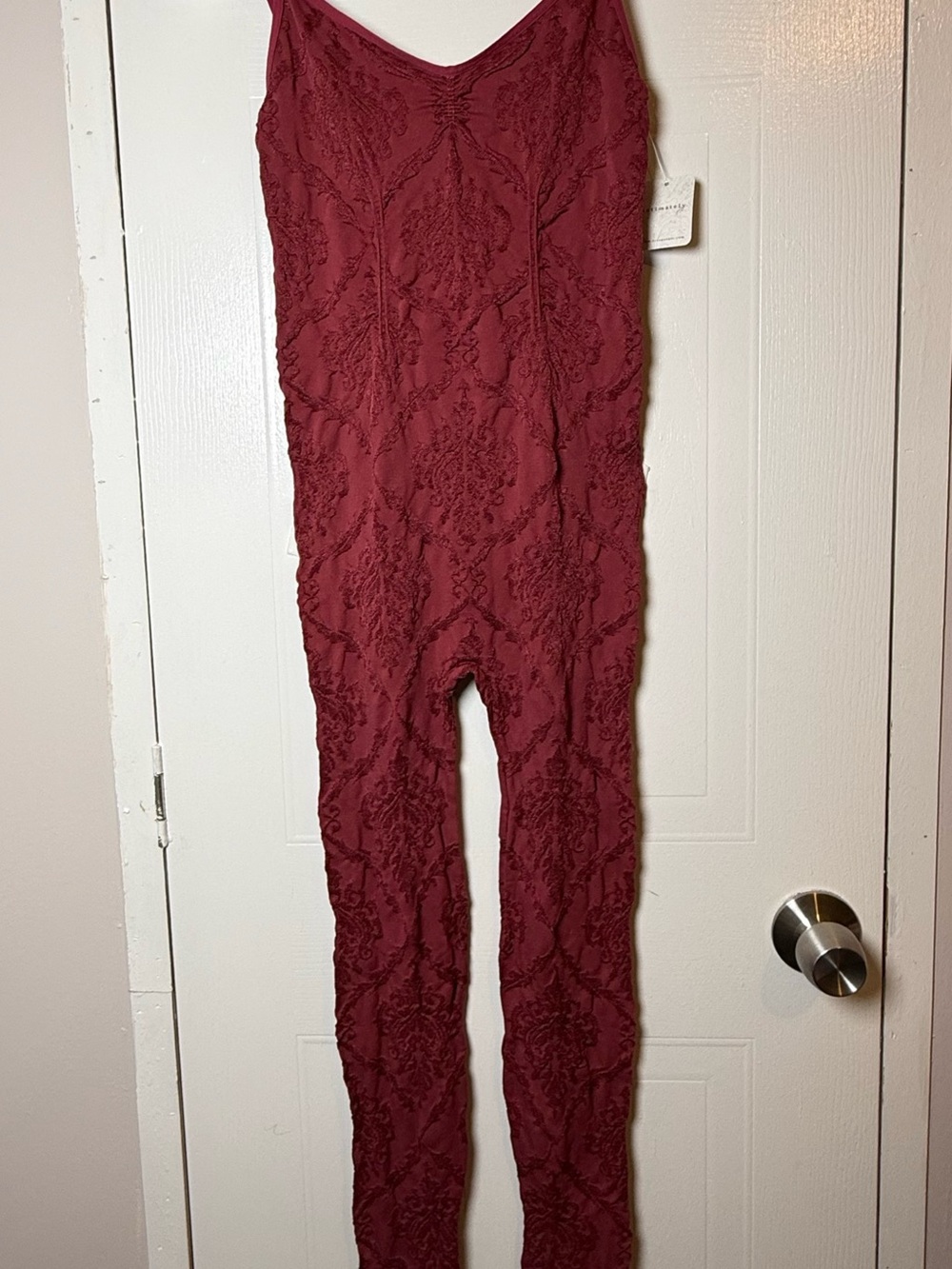 Sleeveless Burgundy Textured Slim Jumpsuit